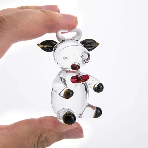 Miniatura 4 de QFkris - Figura coleccionable de vaca negra de vidrio soplado de 2.5 pulgadas Mini Statues, Handmade, Art Glass, Farm Animal DIY Craft Ornament