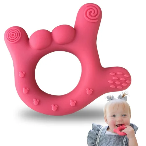 Miniatura 7 de Mordedor de mano de silicona – I Love You Baby Teething Toy 0-12 meses BPA – Alivio de la dentición para niños pequeños Mordedores masajeadores