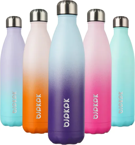 Miniatura 28 de BJPKPK Botellas de agua de acero inoxidable con aislamiento de 17 onzas, mantiene el frío y el calor, brillante oro rosa Oro rosa brillante