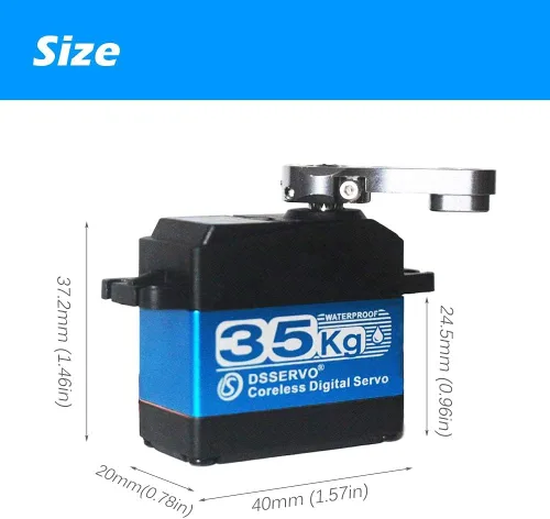 Miniatura 6 de 35 kg Servo Motor Digital Sin Núcleo 7.4V Alta Velocidad Alto Par Engranaje de Acero Inoxidable Impermeable Servos Estándar Baja 180 Grados