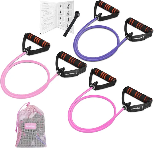 Miniatura 10 de Banda de ejercicio de resistencia con asas, banda de entrenamiento para terapia física, entrenamiento de fuerza, gimnasio en casa, fitness