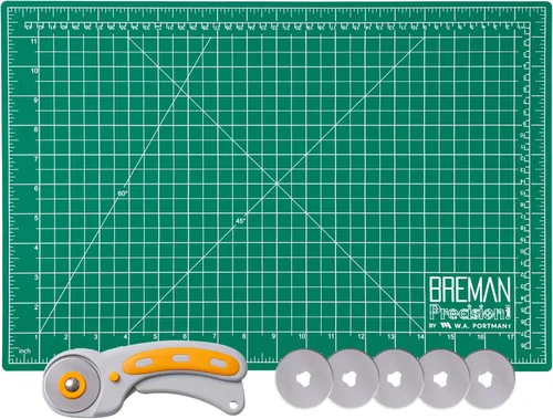 Miniatura 8 de WA Portman - Cortador o cutter rotativo y tapete de corte auto-reparable – Juego de cortador rotativo con mango texturizado y tapete – Juego