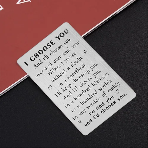 Miniatura 5 de TANWIH Tarjeta de cartera con texto en inglés "I Choose You", tarjetas del día del padre para él, regalos de boda para el novio de parte