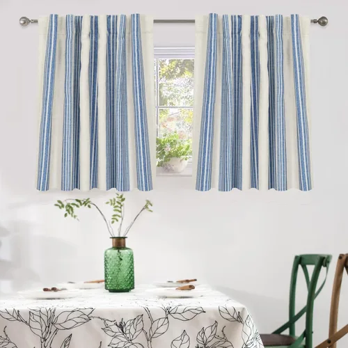 Miniatura 10 de DriftAway Chris Linen - Cortinas opacas con capa térmica y reductora de sonido, 63 pulgadas de largo para dormitorio, cortinas estampadas a rayas
