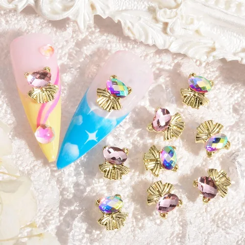 Miniatura 9 de 60 dijes de uñas de mariposa con purpurina 3D de mariposa para arte de uñas, de aleación de metal, encantos de uñas Kawaii para uñas acrílicas