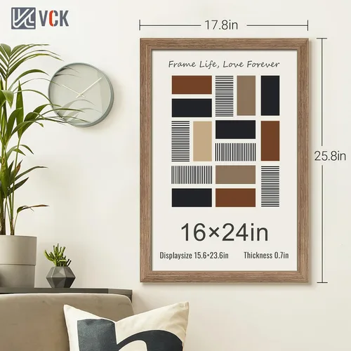 Miniatura 30 de VCK Marcos para póster de madera maciza de 22.375 x 34 pulgadas, marco de fotos A1 negro con montaje en pared, paquete de 3