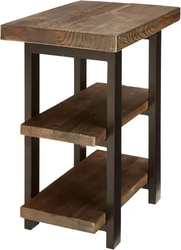 Miniatura 9 de Alaterre Furniture - Mesa auxiliar de 3 niveles de madera maciza Pomona con estantes de almacenamiento – Mesa lateral o mesita de noche rústica