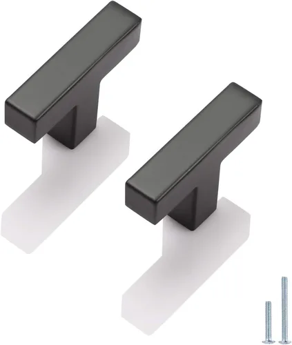 Miniatura 37 de Probrico - Paquete de 5 tiradores de gabinete de barra negro mate, con agujeros de 2.5 pulgadas, tiradores cuadrados de cajón de alacena de acero