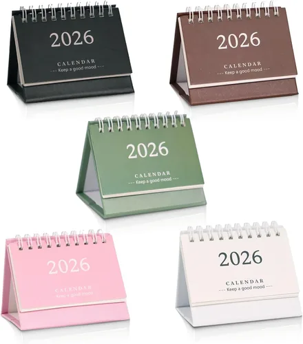 Koqye Calendario de escritorio pequeño 2025-2026, de julio de 2025 a diciembre de 2026, calendario de escritorio pequeño con tapa abatible, con