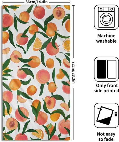 Miniatura 2 de Giwawa Juego de 2 toallas de mano de color naranja melocotón, toalla de cara con diseño de frutas, bonito diseño brillante y colorido, toalla facial