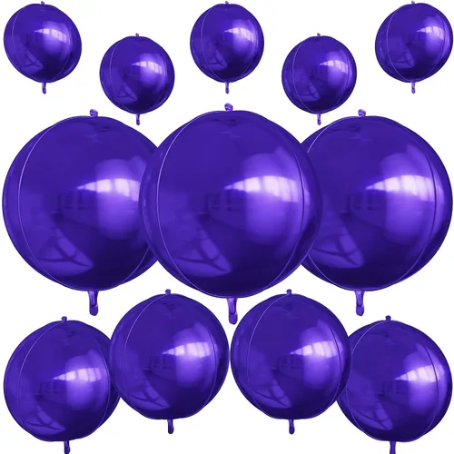 Miniatura 13 de 12 globos redondos de aluminio azul marino, globos de helio 4D de 22 pulgadas, 15 pulgadas, 10 pulgadas, globo de aluminio azul metálico