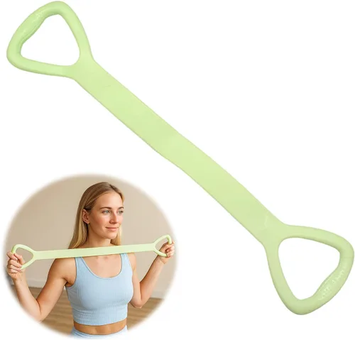 Figura 8 Banda de resistencia con asas para entrenamiento en casa, banda elástica verde de 25 libras para entrenamiento de brazos, espalda, hombros