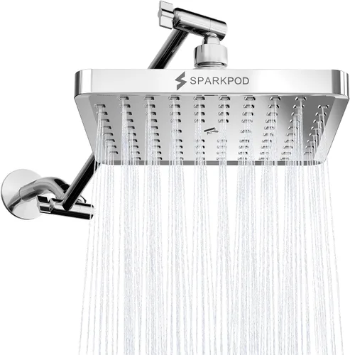 Miniatura 18 de SparkPod Cabezal de ducha tipo lluvia cuadrado con brazo de extensión, cabezal de ducha de altura ajustable con rendimiento de alta presión, fácil