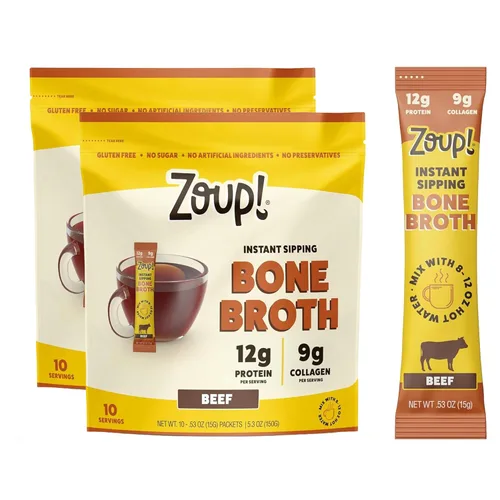 Miniatura 10 de Zoup! Mezcla de caldo de hueso para beber instantáneamente, apto para paleo y cetogénico, con 0.44 onzas de proteína, sin OMG, paquete de proteína