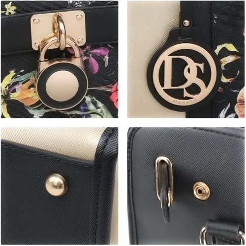 Miniatura 65 de Dasein Bolsos de mano de dos tonos para mujer, bolsos de hombro de cuero vegano, bolsa grande con cartera a juego