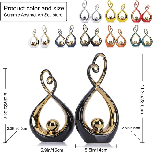 Miniatura 2 de Acento decorativo negro, arte de porcelana de mediados de siglo, decoraciones modernas en negro y dorado, objetos de mesa de comedor, escultura Oro