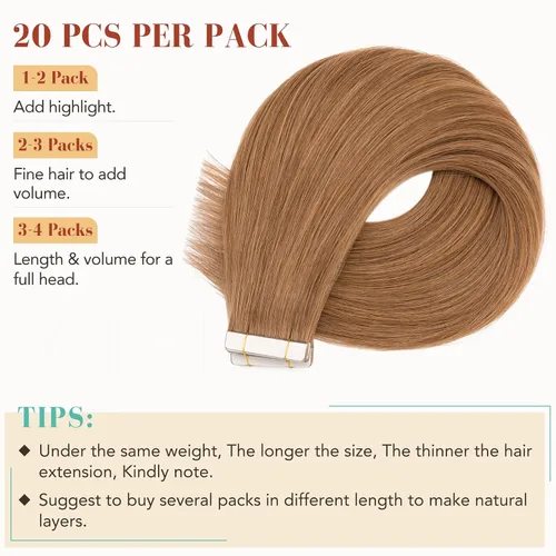 Miniatura 3 de Hairro Extensiones de cabello humano con cinta adhesiva, sin costuras, para mujeres, extensiones de cabello Remy con cinta adhesiva en extensiones