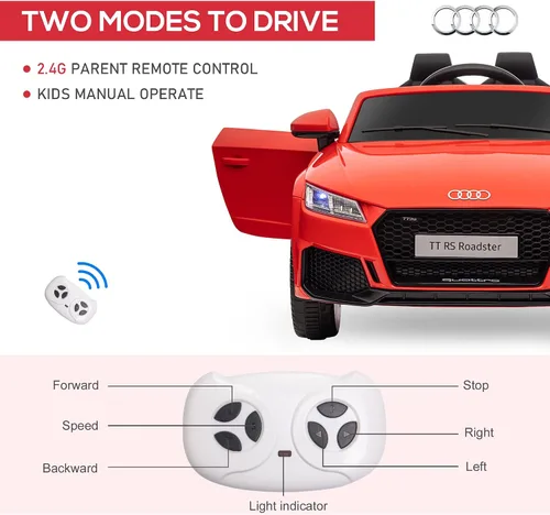 Miniatura 5 de Aosom 6V Audi TT RS Automóvil deportivo eléctrico para niños Ride On Toy One Seat con control remoto., Rojo