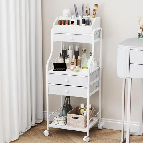 Miniatura 11 de HapiRm Organizador de Maquillaje de Piso para Almacenamiento - Organizadores de Maquillaje y Cuidado de la Piel de Tocador con Cajones, Estuches