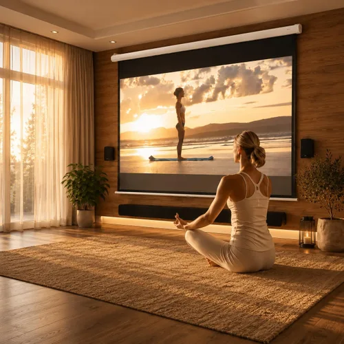 Miniatura 2 de Pantalla de proyector motorizada de 110", pantalla de proyector eléctrica 16:9 con control remoto, pantalla de película HD