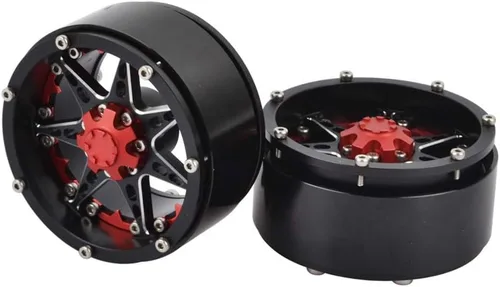 Miniatura 4 de Neumáticos de goma OD de 4.724 in y llantas de metal Beadlock de 2.2 pulgadas para 1/10 RC Rock Crawler Car Axial SCX10 RR10 Wraith 90056 Traxxas