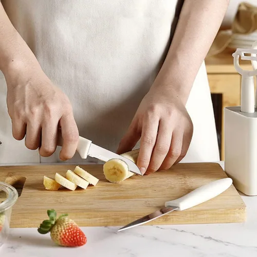 Miniatura 8 de Juego de cuchillos de cocina de acero inoxidable con cuchillas de bloque: para cortar carne, pelador de carne para rebanar, pelar frutas, verduras