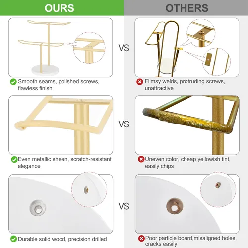 Miniatura 5 de Organizador con soporte para diademas Dahey de metal de 2 niveles, soporte de exhibición para aros para el pelo, organizador para diademas