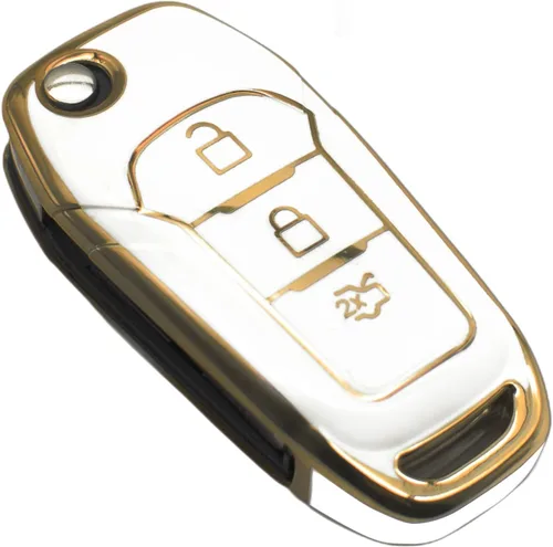 Miniatura 7 de FEYOUN Funda para llavero compatible con Ford Ranger Escape Expedition Explorer Fusion F-150 F-250 F-350 F-450 F-550 Flip 3 botones funda para Gris