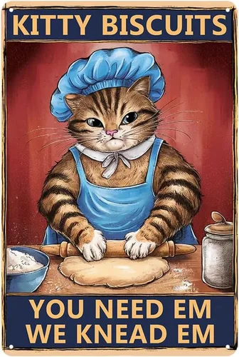 Arte de Pared de Gato Decoración de Cocina Vintage Para Amantes de los Gatos Accesorios Caprichosos para el Hogar Regalos Temáticos Divertidos para