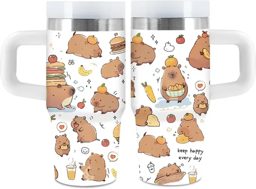 Miniatura 17 de Vaso de 405 ml para niños con alfabeto de animales con asa, popote y tapa, vaso aislado de acero inoxidable, cosas con letras del abecedario
