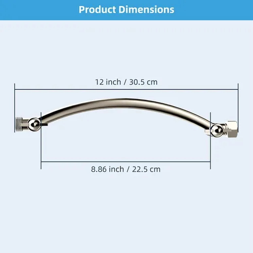 Miniatura 8 de Hibbent Brazo de Extensión para Cabezal de Ducha Totalmente Metálico de 10'', Latón Sólido Flexible Ajustable en Altura y Ángulo, Extensor de Brazo