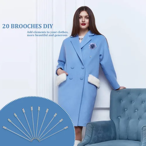 Miniatura 7 de Broche de acero Ramillete de plata, broche de solapa de seguridad, aguja larga con taza segura para costura artesanal, hombres y mujeres, traje