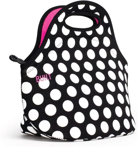 Miniatura 6 de BUILT Gourmet Getaway Bolsa Tote de Almuerzo de Neopreno Suave - Ligera, Aislada y Reutilizable, Talla Única, Big Dot Negro y Blanco