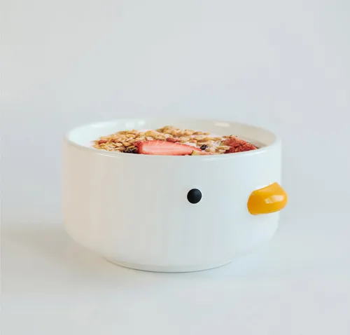 Miniatura 2 de PURROOM Tazón Divertido de Pato Lindo, Tazones de Sopa de Cerámica de Seguridad con Esmalte Hecho a Mano de 17oz, Tazón de Arroz de 4.6''. (500ML)