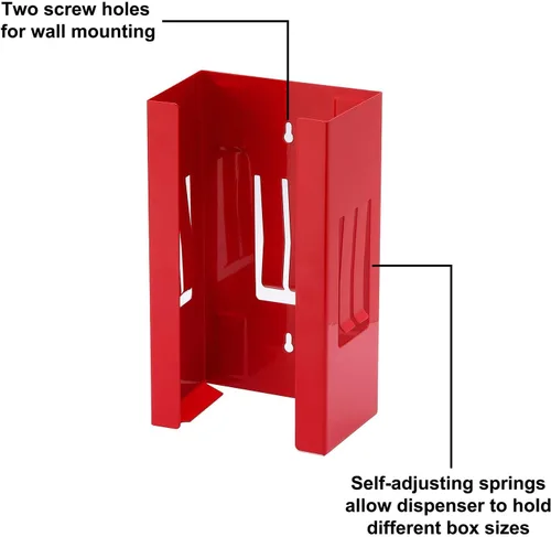Miniatura 5 de CASOMAN Paquete de 2 dispensadores magnéticos para guantes y pañuelos, negro y rojo, capacidad de 8 libras, montaje en pared, soporte para guantera