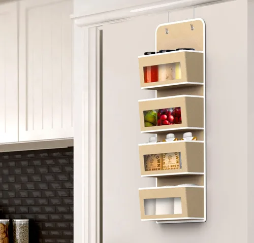 Miniatura 3 de Simple Houseware - Organizador colgante con 4 bolsillos con ventana transparente para puerta de armario, baño, despensa, color beige