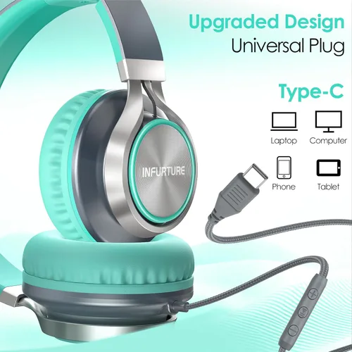 Miniatura 8 de INFURTURE - Auriculares USB C con micrófono, control de volumen, cable sin enredos, auriculares tipo C con cable, plegables y ligeros para iPhone