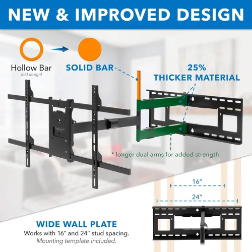 Miniatura 2 de Mount-It! Soporte de pared de brazo largo, soporte de pared con brazo articulado de extensión de 40 pulgadas, compatible con pantallas 42, 47, 50