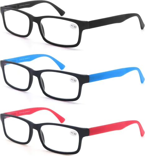 Miniatura 12 de MODFANS Gafas de lectura para mujeres y hombres, montura estrecha ligera con acabado brillante, bisagra de resorte flexible, elegantes lentes