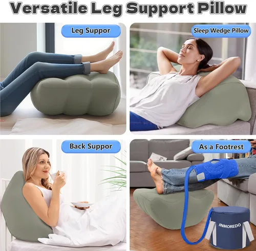 Miniatura 8 de Inmoredo Almohada inflable de elevación de piernas después de la cirugía, almohadas elevadoras de piernas de cuña para recuperación de lesiones
