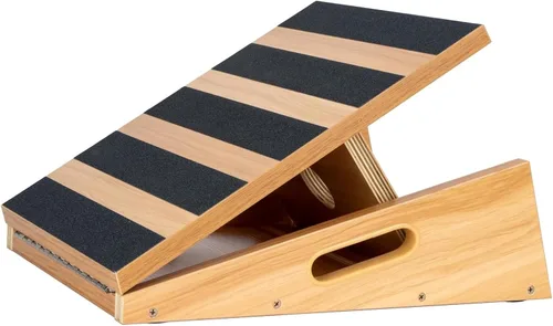 Miniatura 7 de StrongTek Tabla inclinada de madera extragrande, tabla inclinada ajustable y estirador de pantorrillas, tabla de estiramiento, mango lateral extra