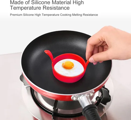 Miniatura 2 de 4 piezas de anillos de huevo de silicona, moldes antiadherentes redondos para desayuno, herramienta de molde para el hogar, anillos de cocina, molde