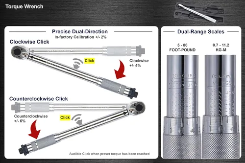 Miniatura 2 de Llave dinamométrica de clic de doble dirección con accionamiento de 3/8" 5-80 ft-lb (1.5-24.7 lbs-m)