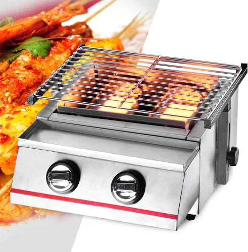 Miniatura 7 de Parrilla de mesa portátil de gas de 2 quemadores, barbacoas de gas LPG, parrilla de mesa antiadherente, parrilla de gas para fiestas, barbacoas