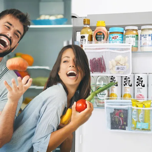 Miniatura 2 de Juego de 2 organizadores de puerta de refrigerador, bolsa de malla colgante para nevera, bolsa de almacenamiento de cocina, bolsa de clasificación