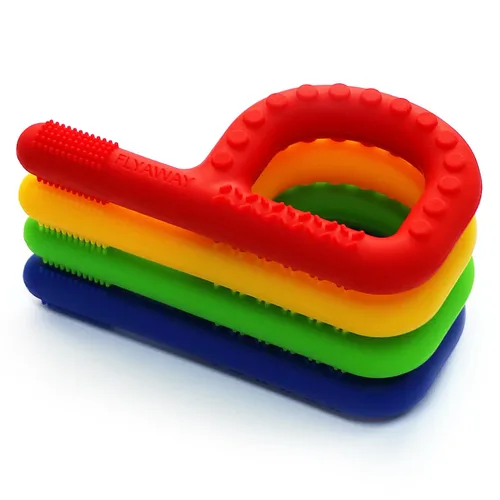 Miniatura 9 de Juguetes sensoriales para niños, bebés y niños pequeños, paquete de 4, juguetes de dentición en forma de P para 3-6, 6-12 meses, estimulación motora