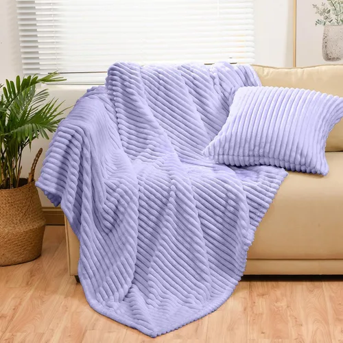 Miniatura 29 de Bnuitland - Manta de franela marrón con funda de almacenamiento, 300 GSM, manta de sofá súper suave con patrón de rayas de forro polar para bebés