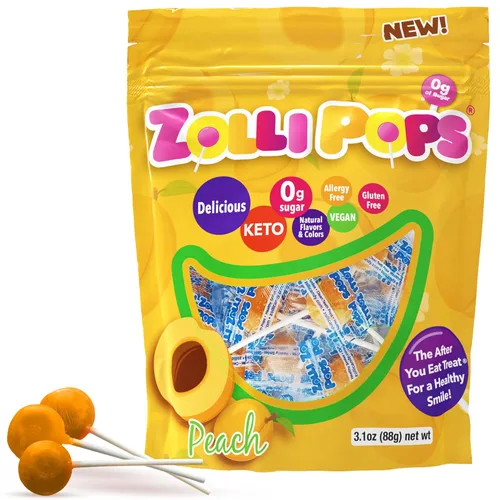 Miniatura 9 de Zollipops Caramelo y manzana verde, 10.4 onzas, sin azúcar, sin alergias, vegano, apto para dieta cetogénica y diabética, caramelo de dientes limpios