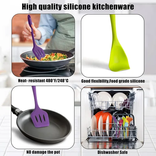 Miniatura 2 de KAY RUK - Juego de utensilios de cocina de silicona, 10 piezas, utensilios de silicona de seguridad de grado alimenticio, herramientas de cocina