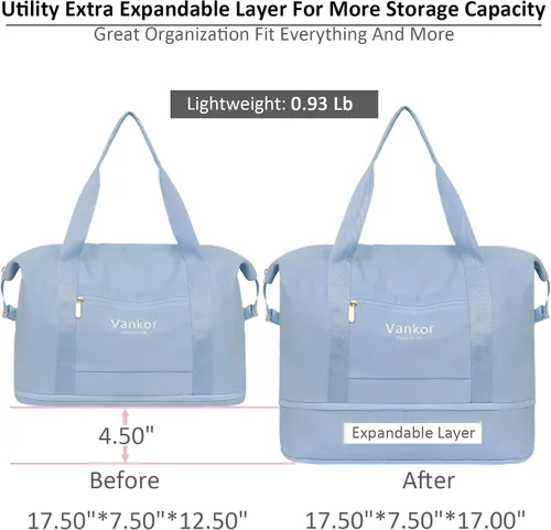 Miniatura 2 de Vankor - Bolsa de lona para viajes, impermeable, bolsa de viaje portátil para mujer, Azul, Elegante